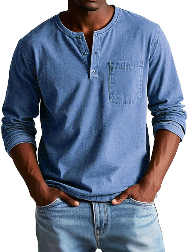 David™ | Camiseta Henley Atemporal de Manga Larga