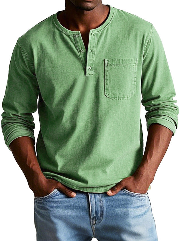 David™ | Camiseta Henley Atemporal de Manga Larga