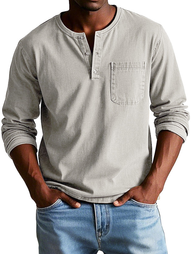 David™ | Camiseta Henley Atemporal de Manga Larga
