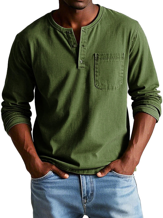 David™ | Camiseta Henley Atemporal de Manga Larga