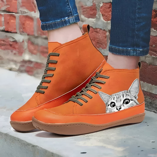 Sara™ | Botines de Piel para Amantes de los Gatos