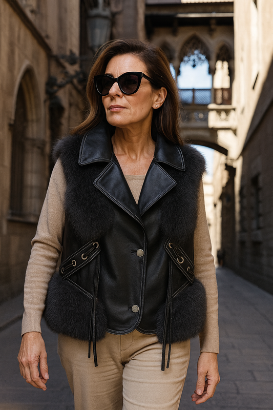 NURIA™ | CHALECO DE PIEL ELEGANTE
