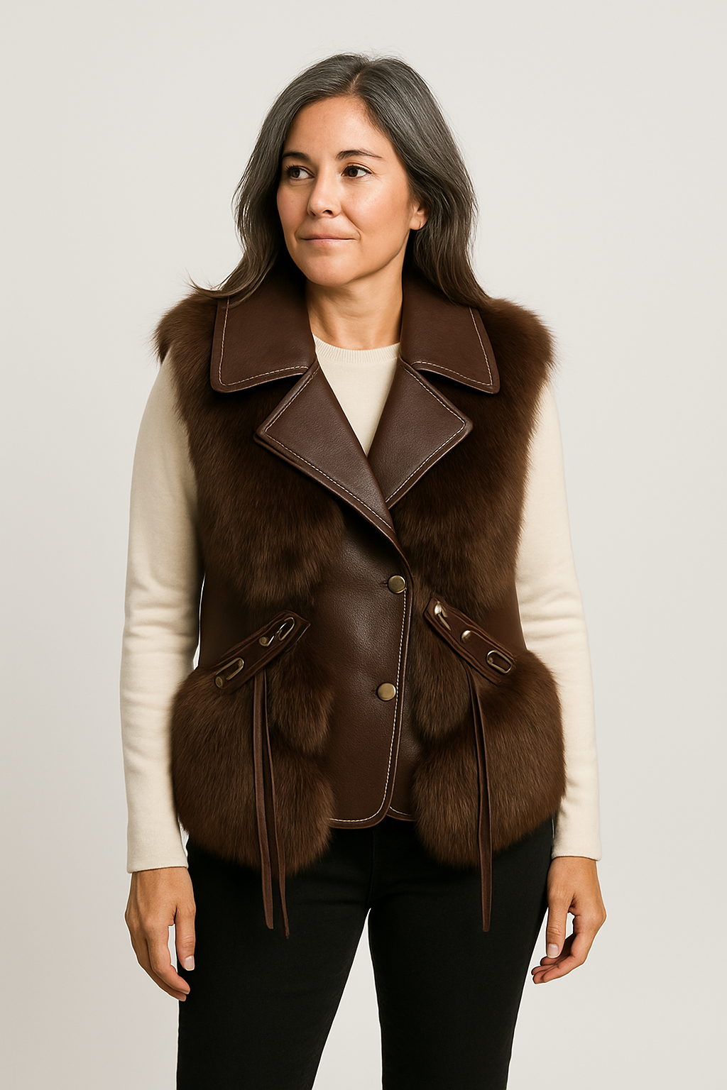 NURIA™ | CHALECO DE PIEL ELEGANTE