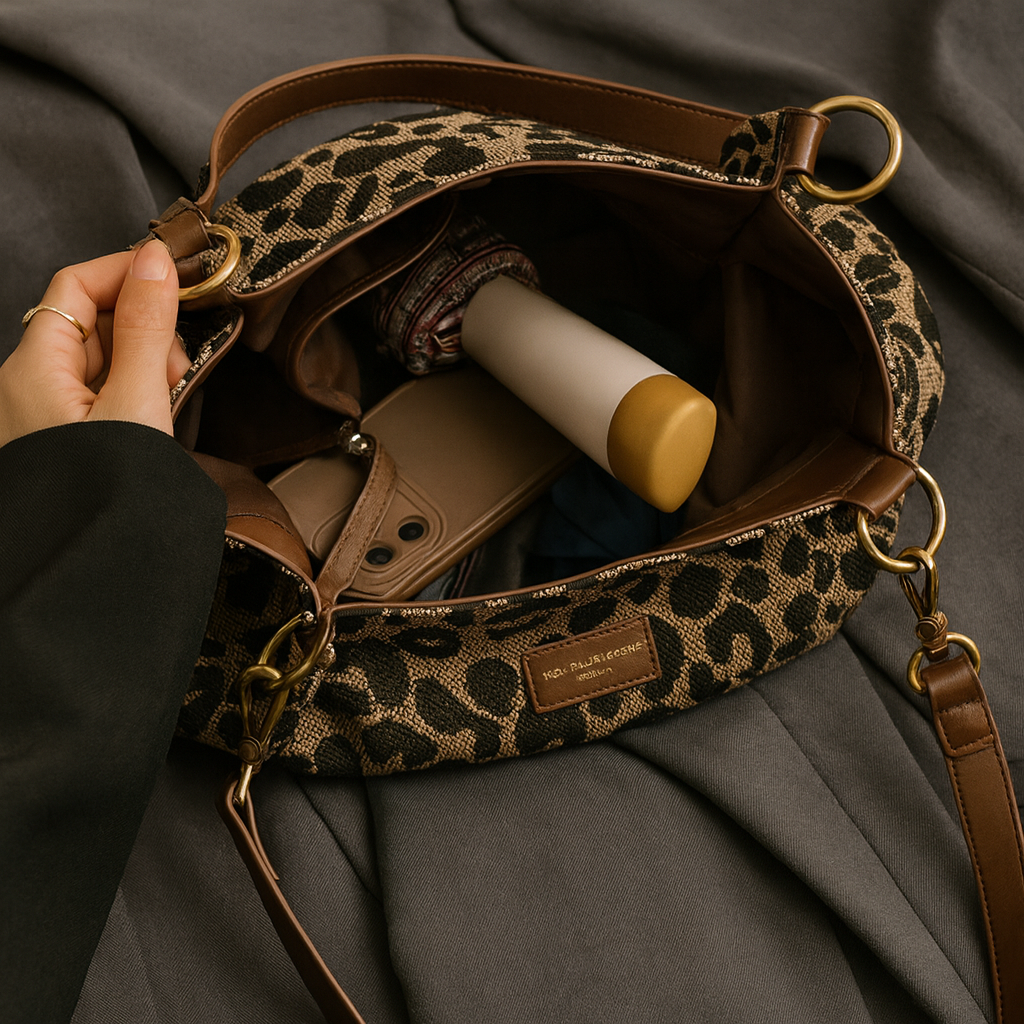 NEREA™ | BOLSO DE LONA ELEGANTE CON ESTAMPADO DE LEOPARDO