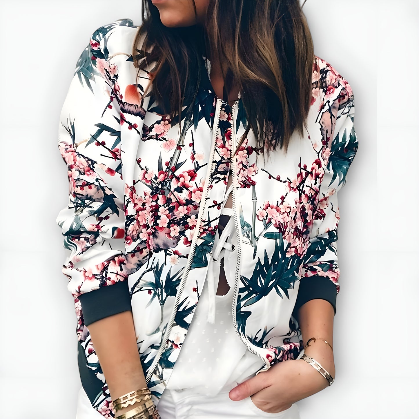 Isabella™ | Chaqueta bomber con estampado floral