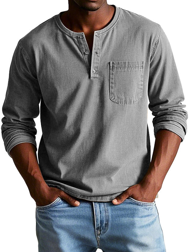 David™ | Camiseta Henley Atemporal de Manga Larga