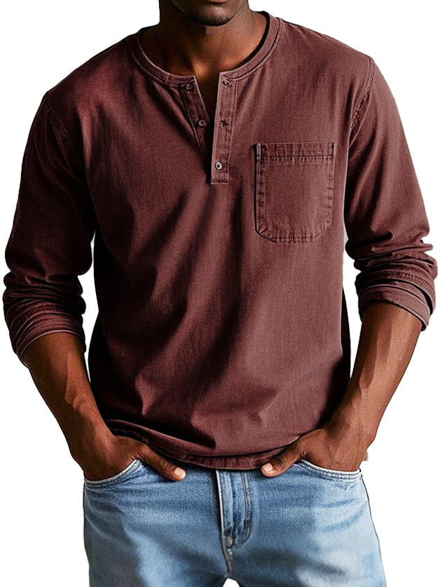 David™ | Camiseta Henley Atemporal de Manga Larga