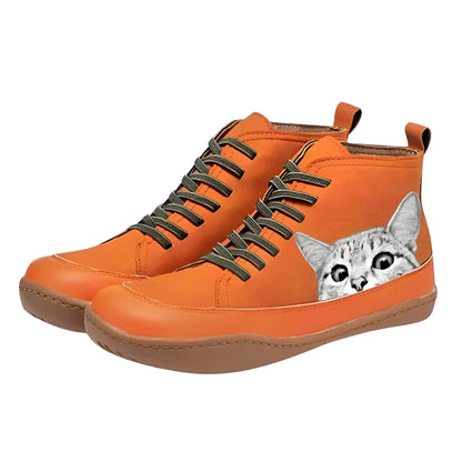 Sara™ | Botines de Piel para Amantes de los Gatos