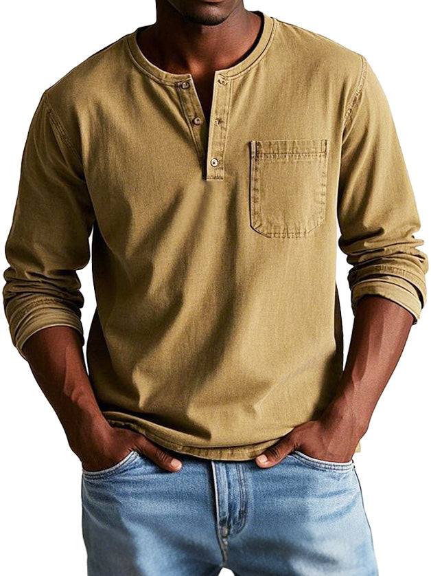 David™ | Camiseta Henley Atemporal de Manga Larga