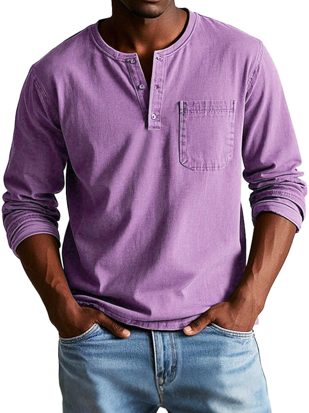 David™ | Camiseta Henley Atemporal de Manga Larga