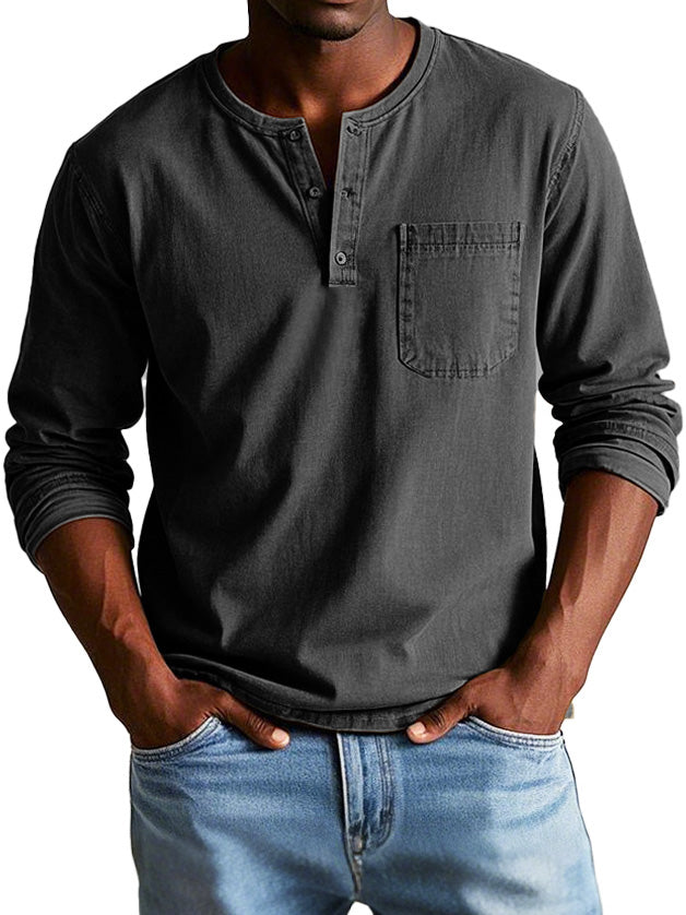 David™ | Camiseta Henley Atemporal de Manga Larga
