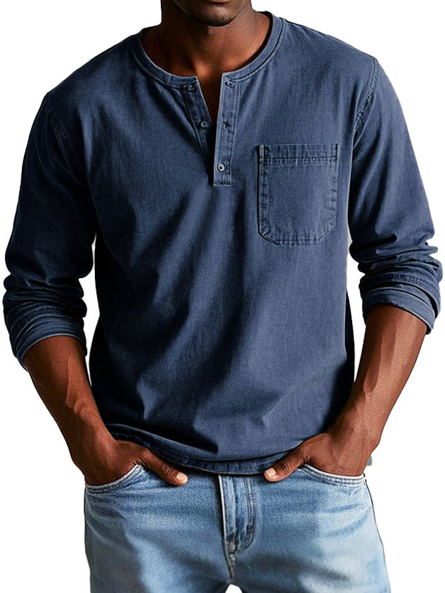 David™ | Camiseta Henley Atemporal de Manga Larga