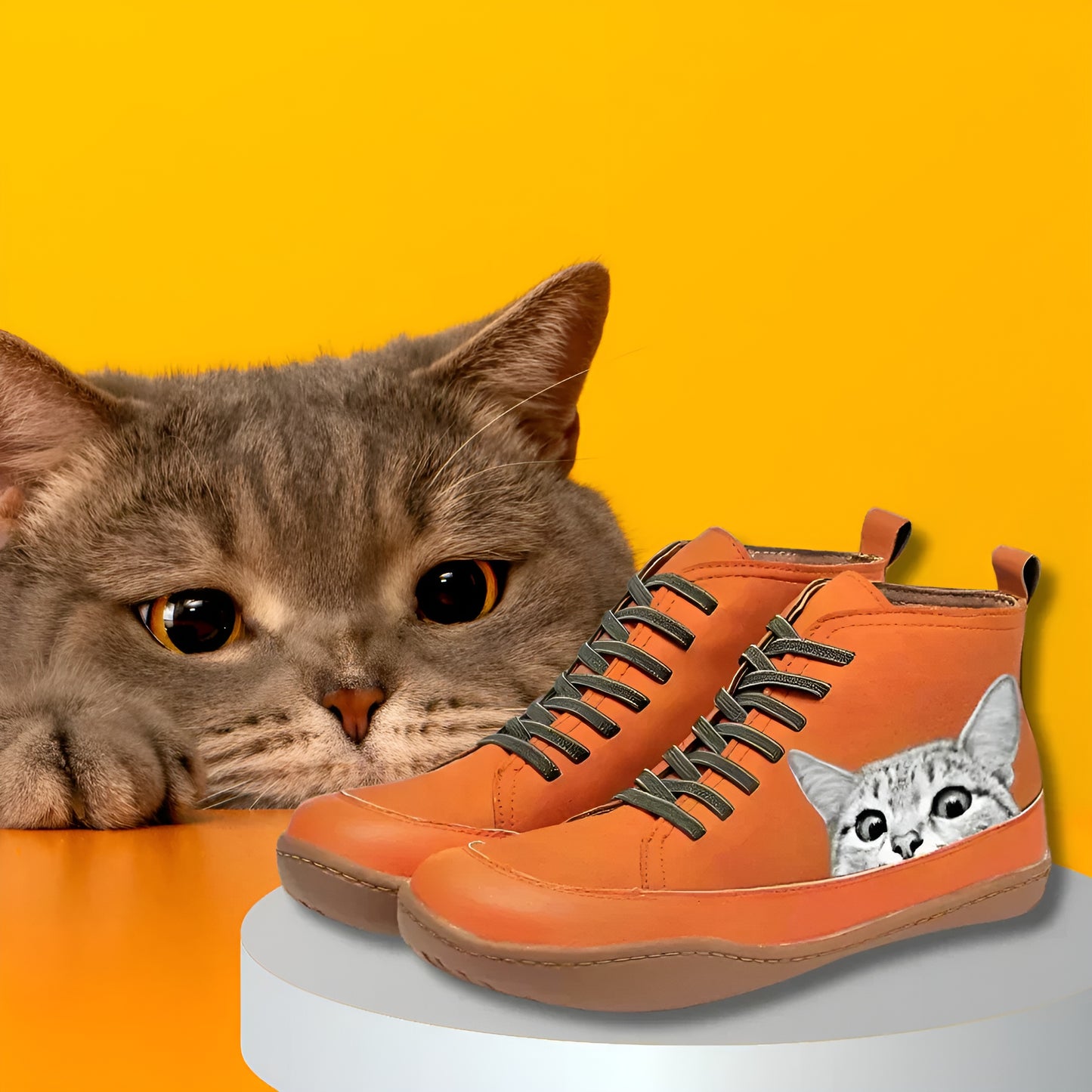 Sara™ | Botines de Piel para Amantes de los Gatos