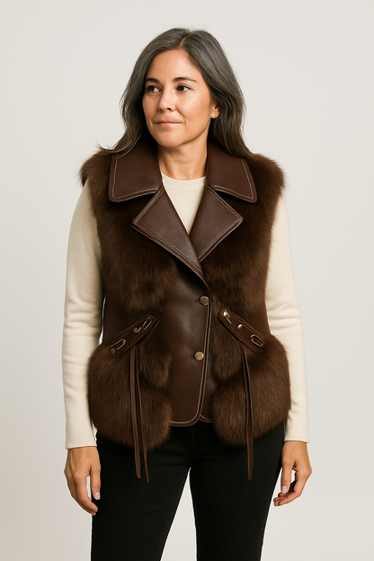 NURIA™ | CHALECO DE PIEL ELEGANTE