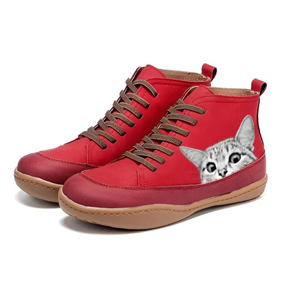Sara™ | Botines de Piel para Amantes de los Gatos