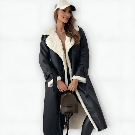 Valentina™ | Abrigo largo clásico con forro polar y cuello teddy