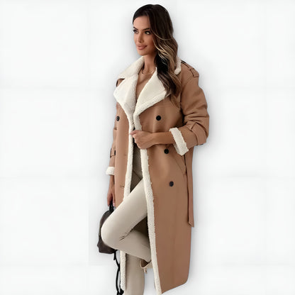 Valentina™ | Abrigo largo clásico con forro polar y cuello teddy