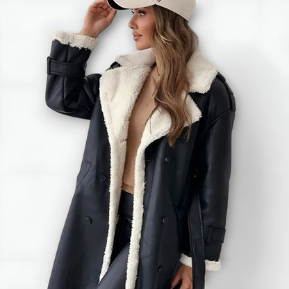 Valentina™ | Abrigo largo clásico con forro polar y cuello teddy