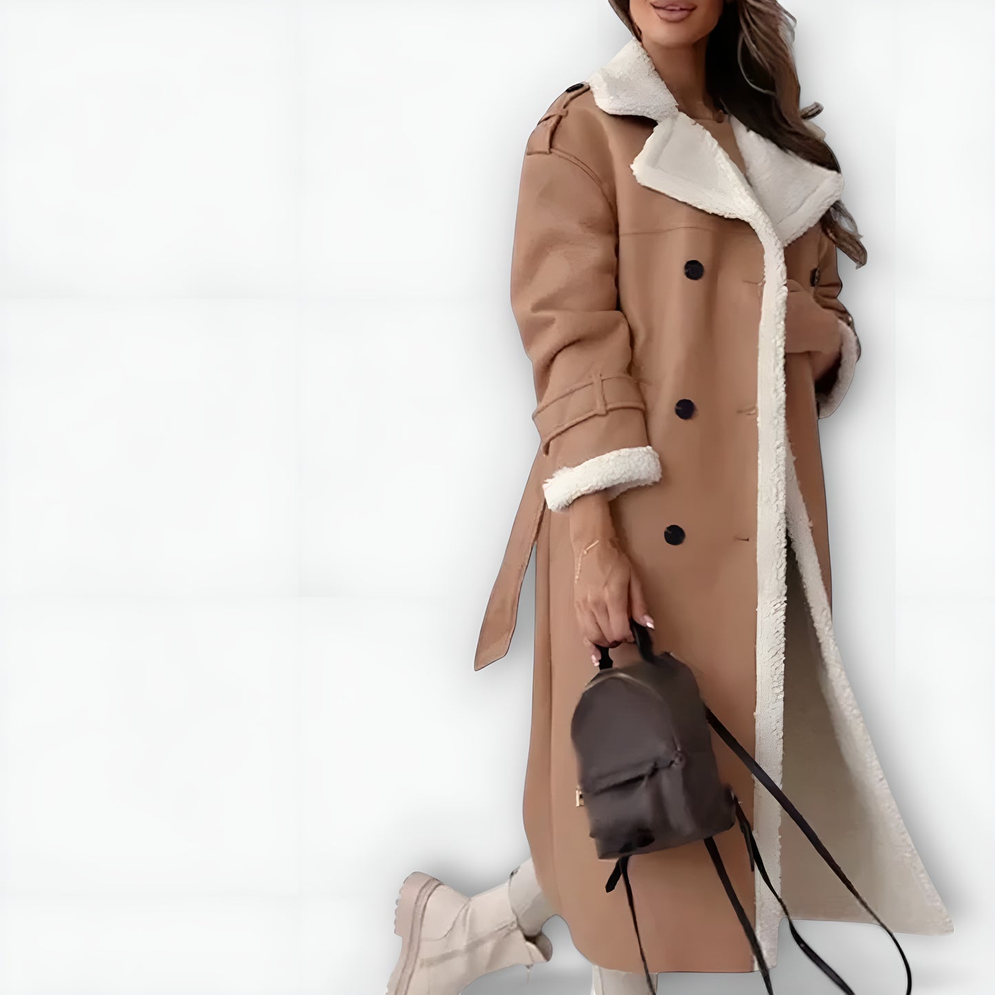 Valentina™ | Abrigo largo clásico con forro polar y cuello teddy