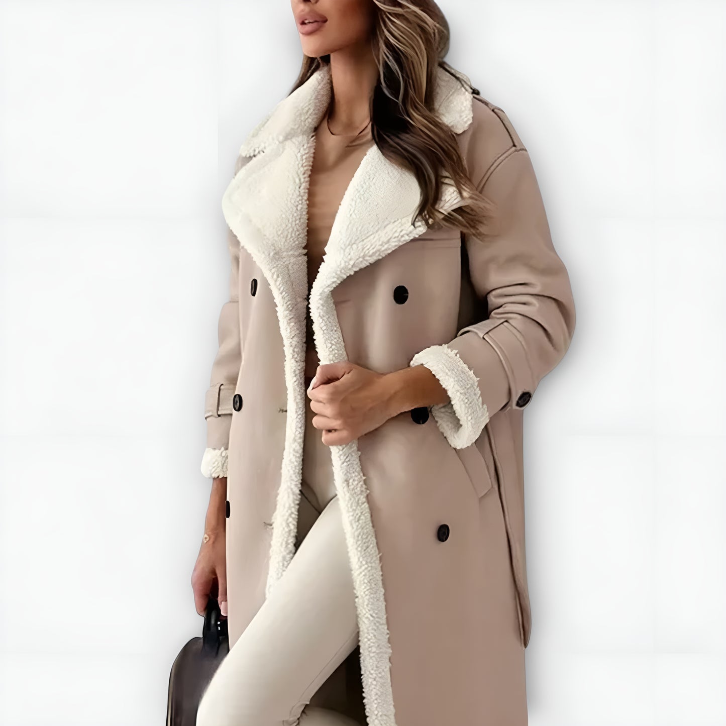 Valentina™ | Abrigo largo clásico con forro polar y cuello teddy