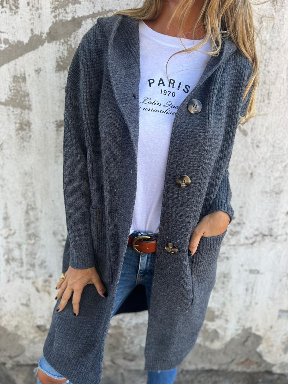 Maria™ | Cárdigan Largo con Capucha